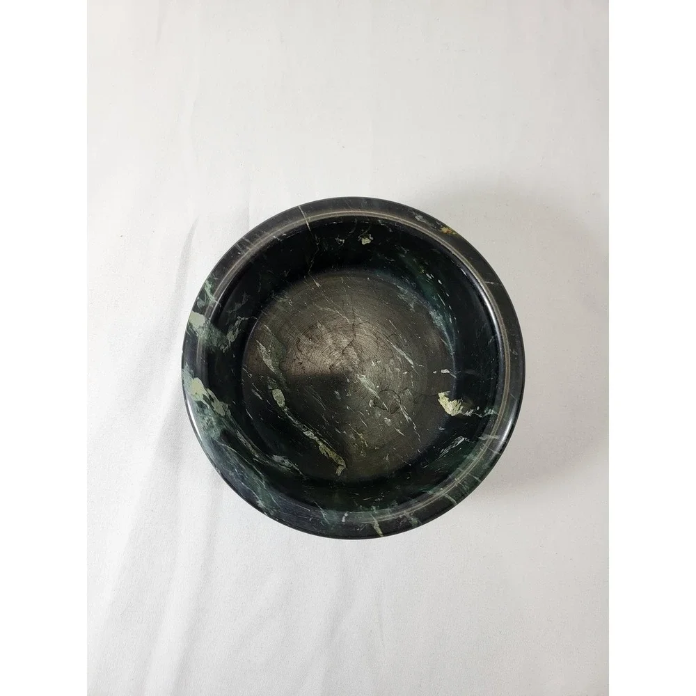Vintage Dark Green Serpentine Marble Offering‎ Bowl, Money Bowl, Abundance Bowl.